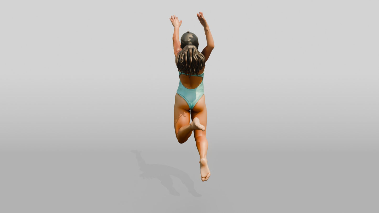 Latina Woman Jumping to Spike Volleyball