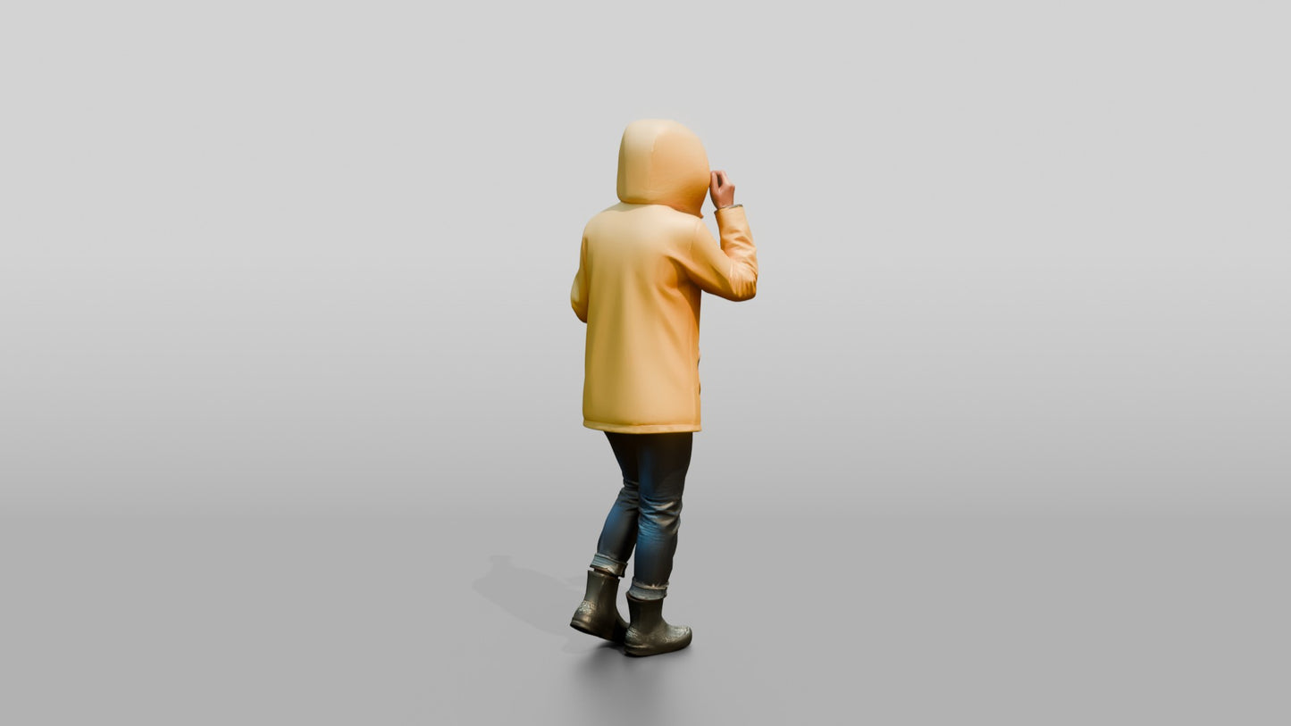 Black Woman Laughing in Yellow Raincoat