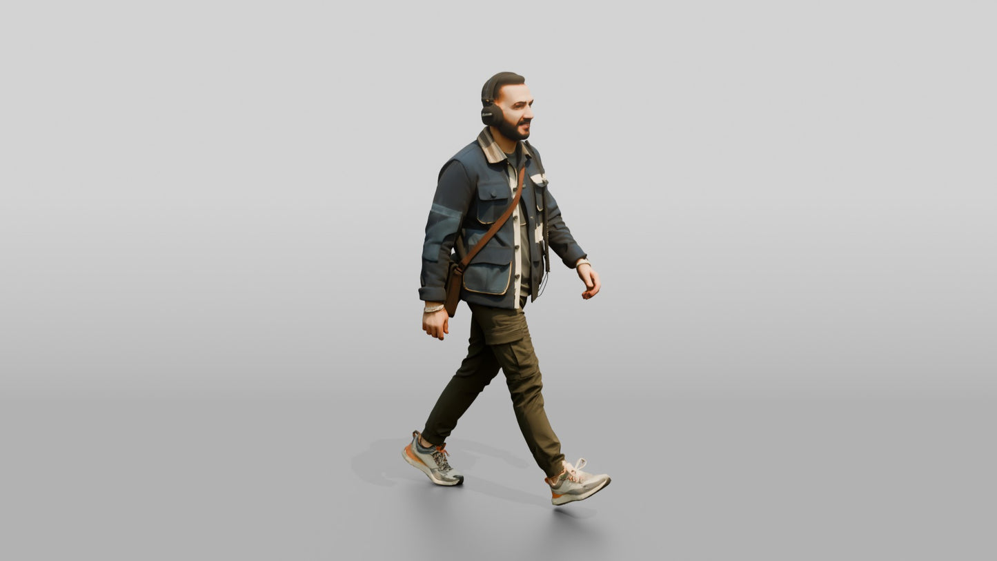 Commuter Walking with Headphones