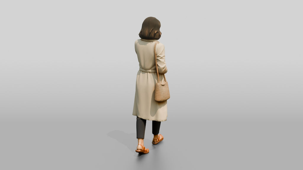 Slim Middle-Aged Persian Woman in a Linen Trench Coat