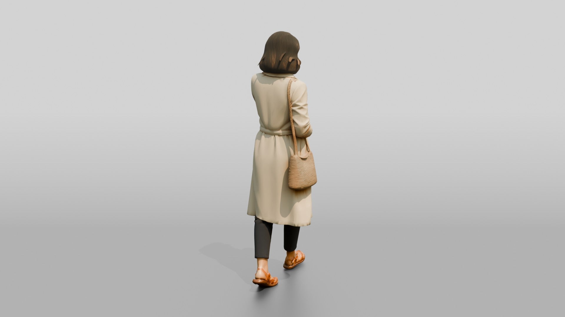 Slim Middle-Aged Persian Woman in a Linen Trench Coat