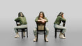 Asian Woman Sitting Backwards on Chair