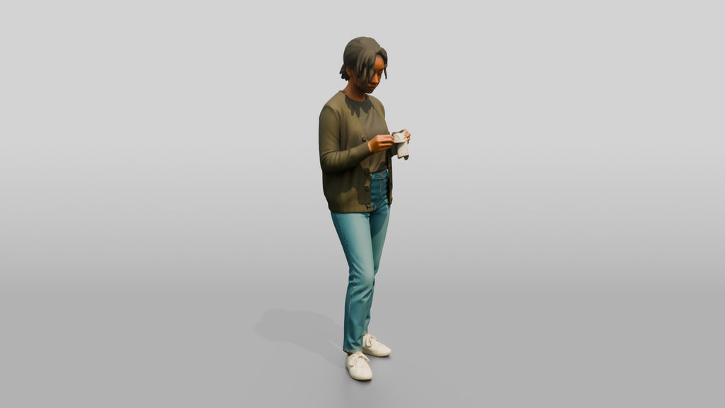 Homeless Woman Cleaning Her Glasses with a Cloth