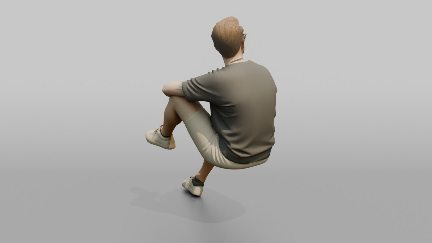 Dutch Man Sitting Relaxed in a Box-Cut T-Shirt