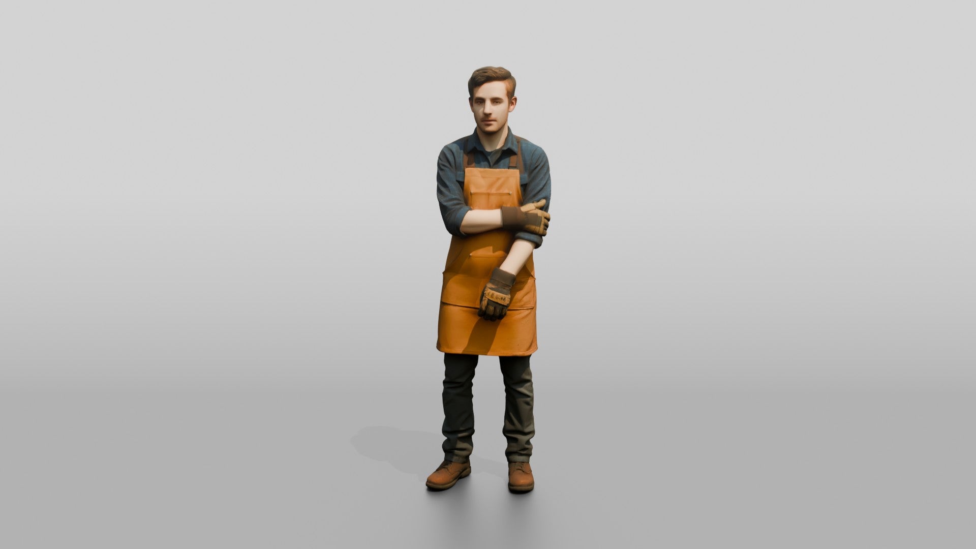 Worker in Canvas Apron