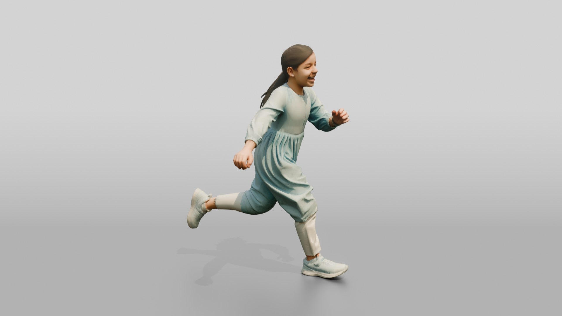 Young Emirati Girl Playing Tag in the Park