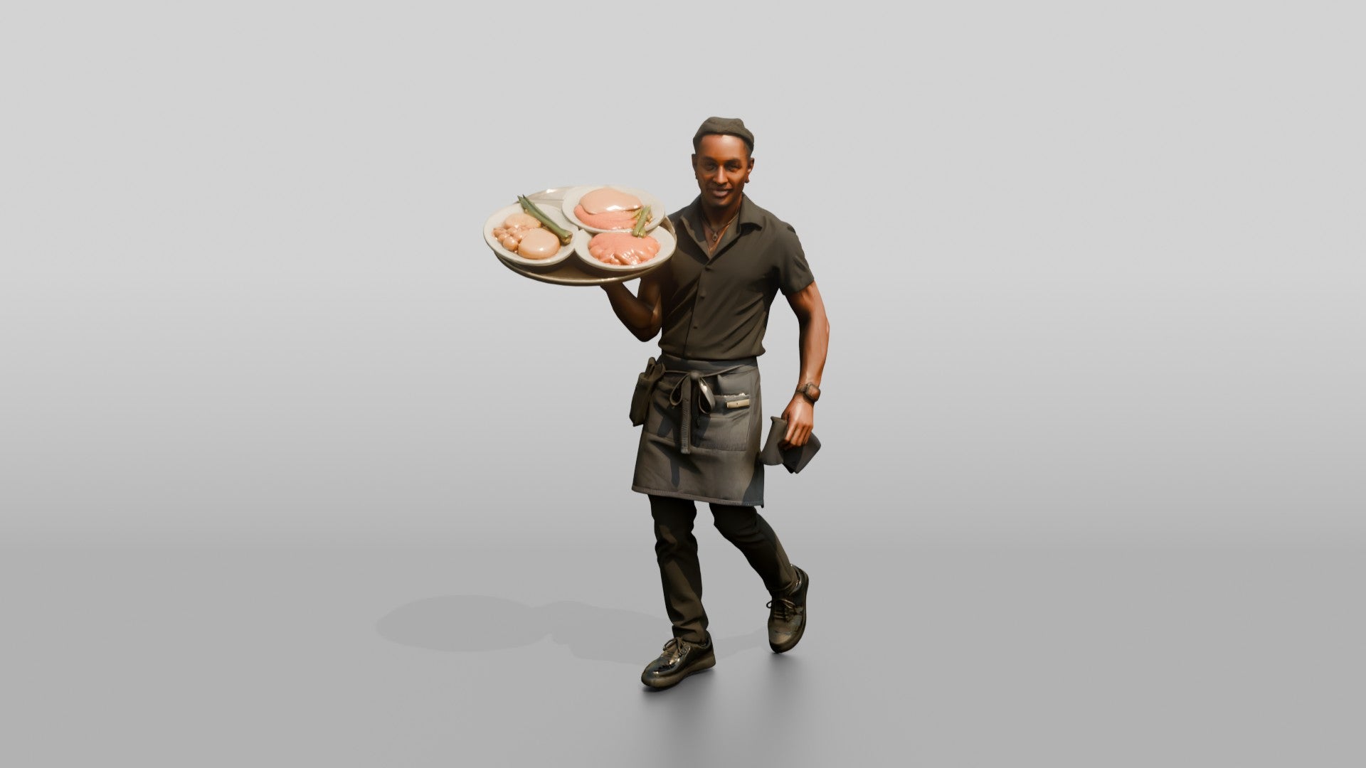 Server Balancing a Tray of Plates
