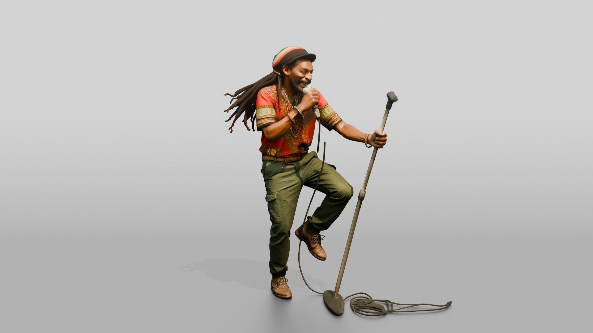 Reggae MC Skanking with Mic Stand