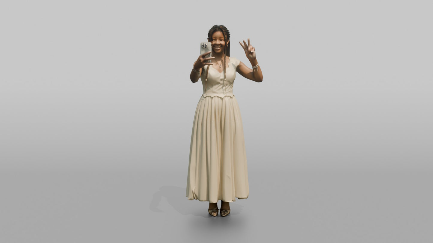 Teenage Wedding Guest Taking a Peace-Sign Photo