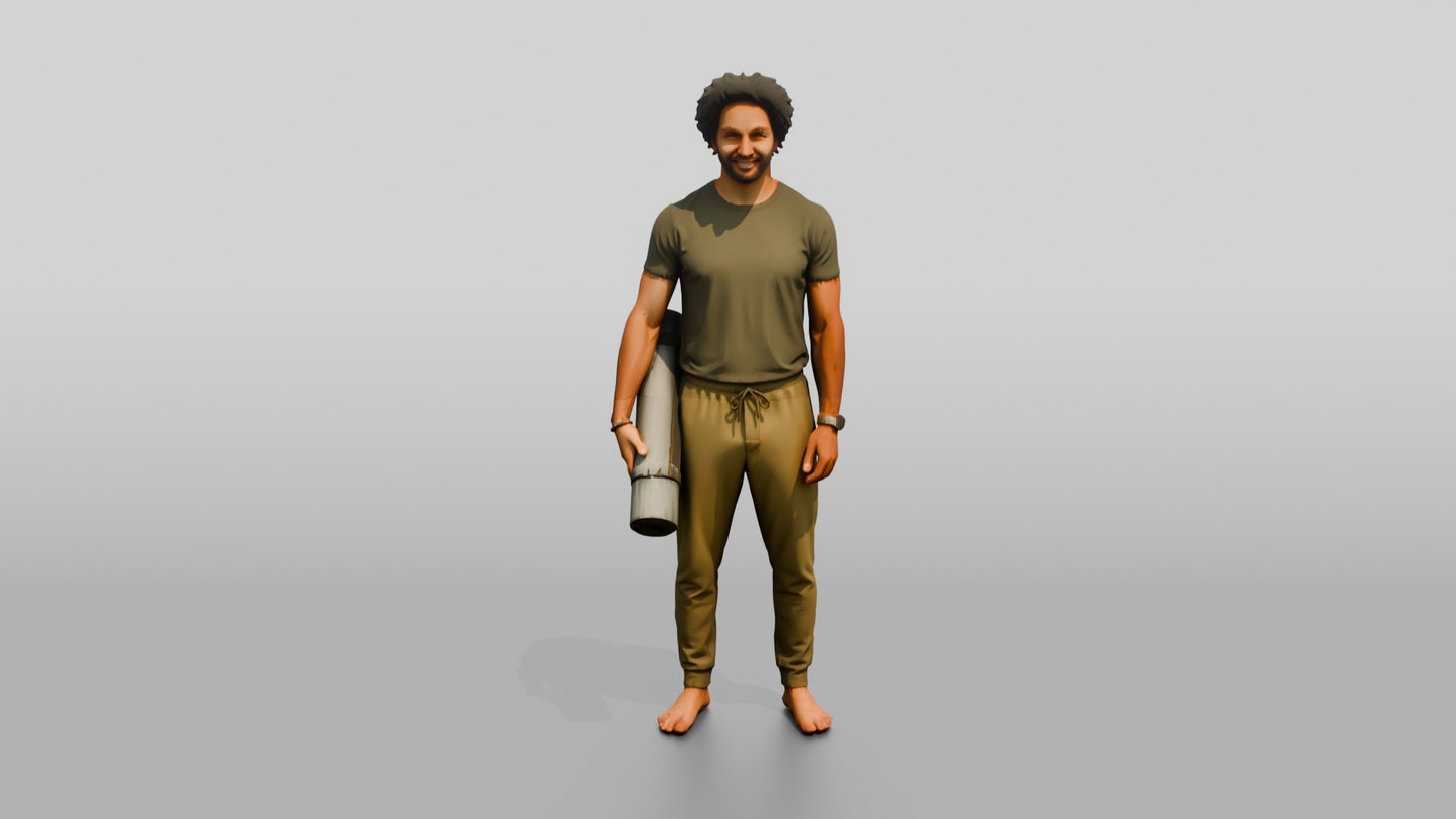 Standing Man Holding Yoga Mat