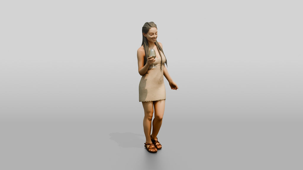 Woman with a Cocktail in a Short Dress