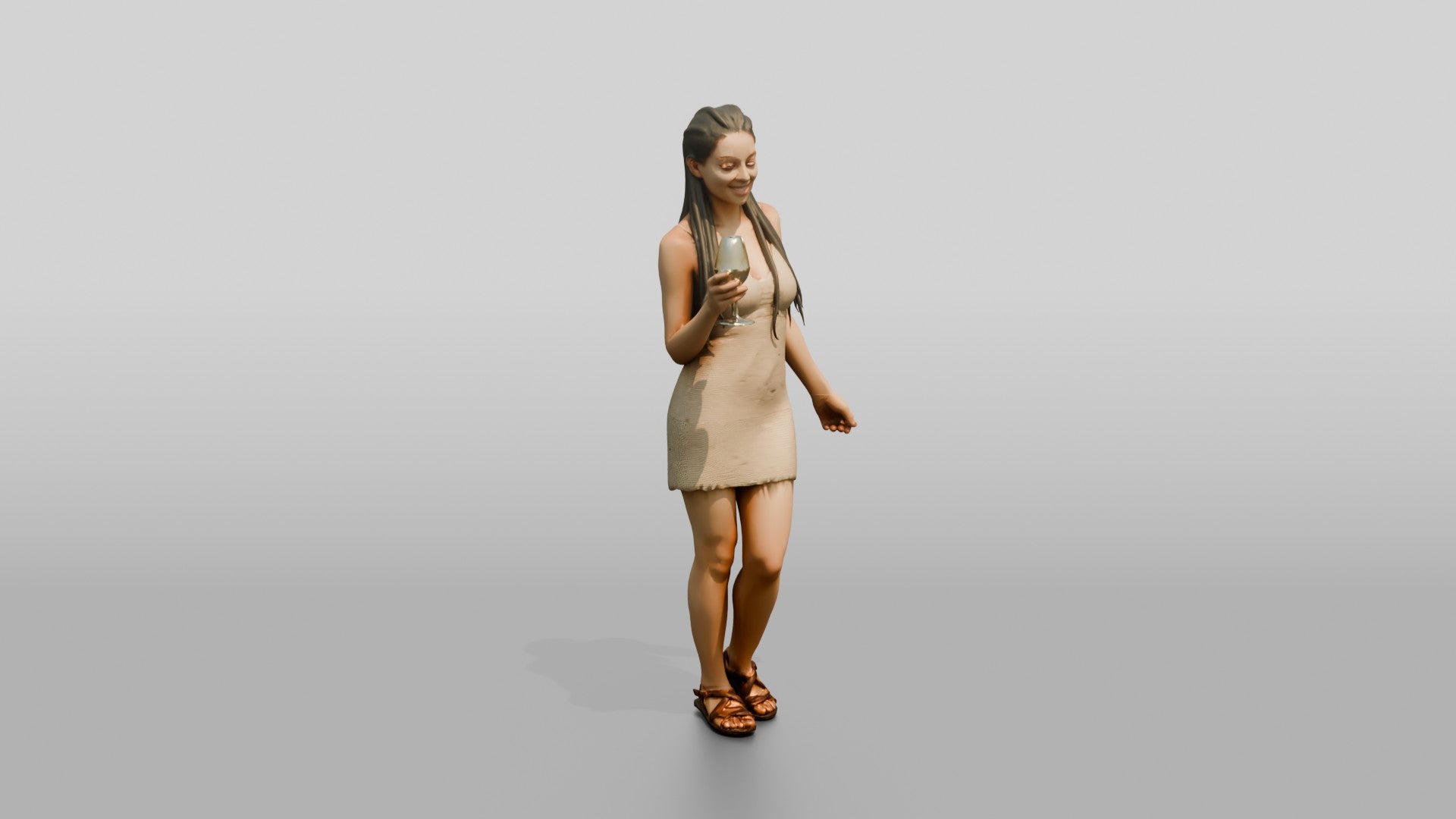 Woman with a Cocktail in a Short Dress