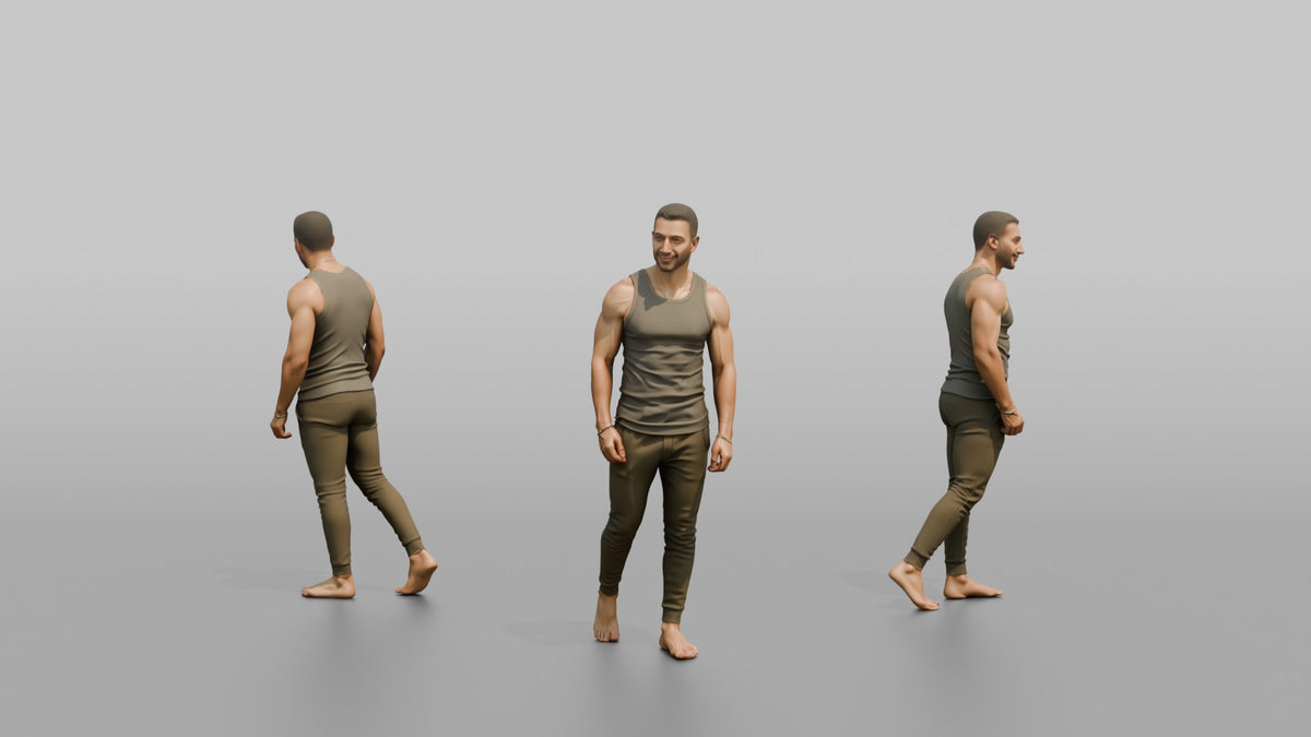 Fitness Influencer Man Standing Casually With One Leg Slightly Forward - 3D character model, view 1