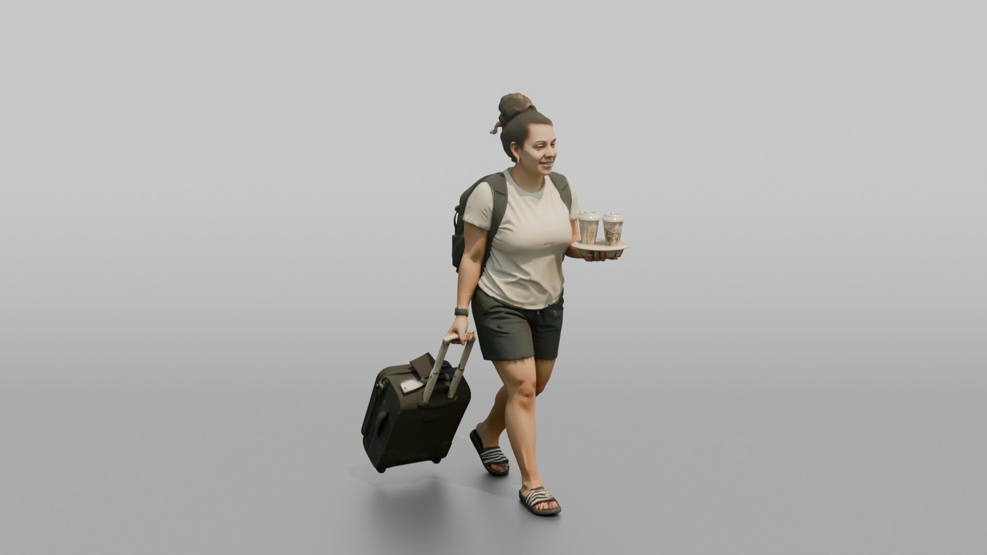 Traveler Carrying Coffee To The Gate