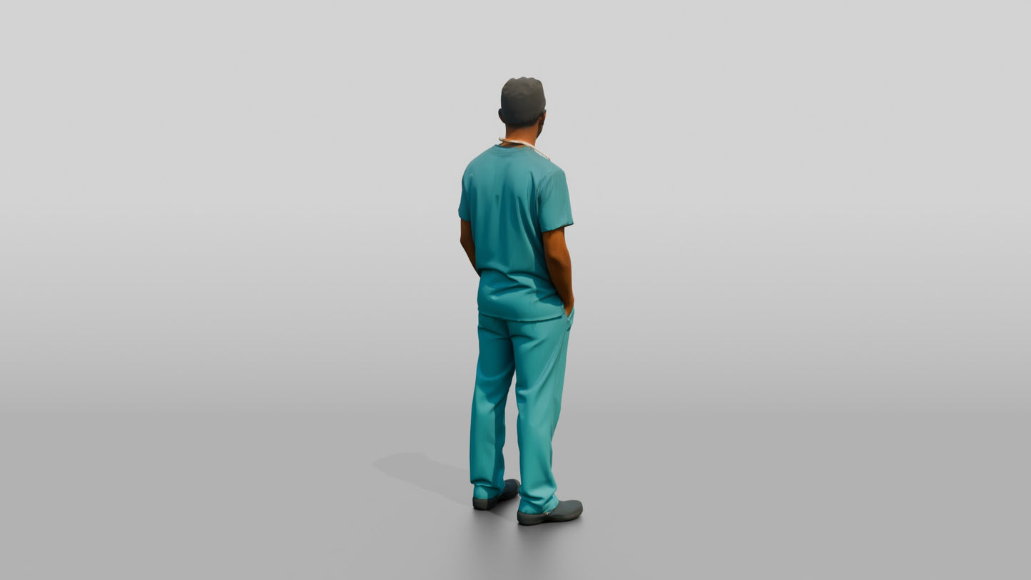Young South Asian Man Doctor with Hands in Pockets