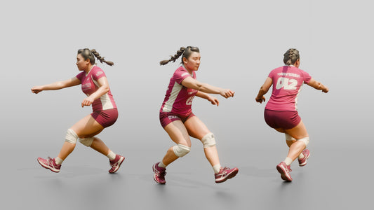 East Asian Female Volleyball Player in Magenta Jersey