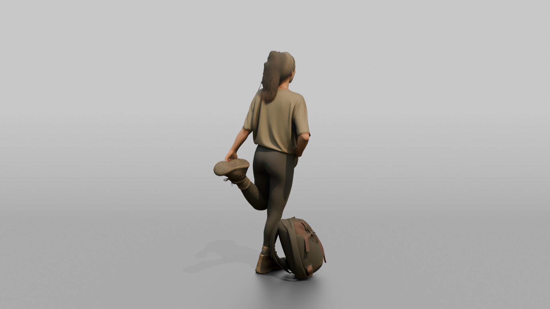 Trekker Stretching Her Quadriceps