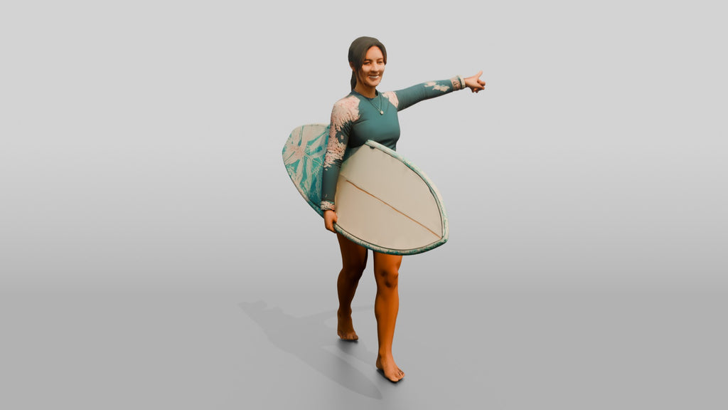 Woman Carrying Surfboard Toward the Waves