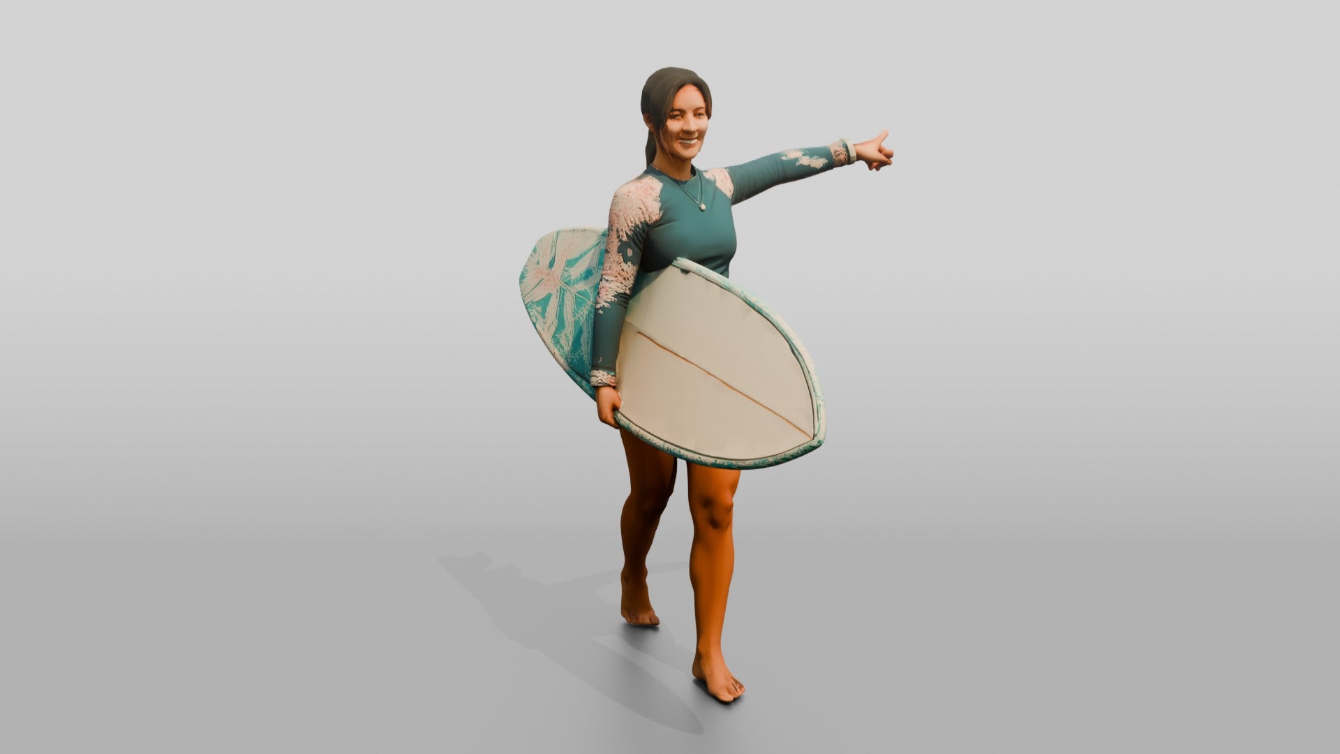 Woman Carrying Surfboard Toward the Waves