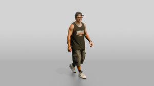Multicultural Man Walking Casually on the Boardwalk - 3D character model, view 1