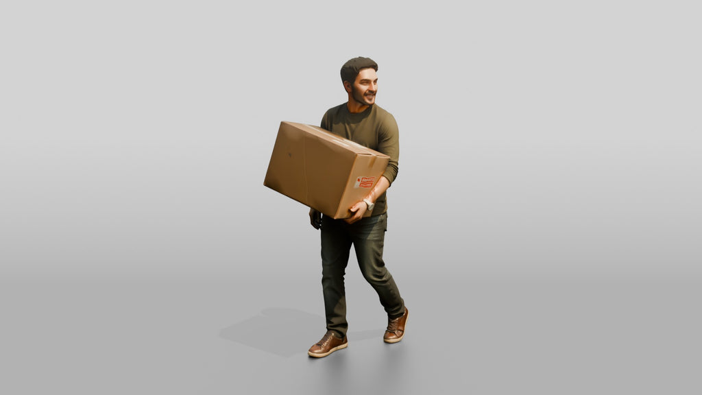 Man Carrying Cardboard Box