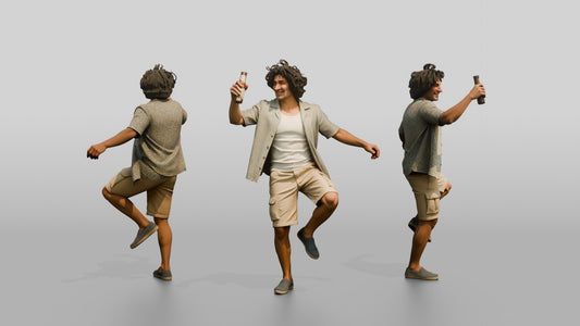 Man Dancing with a Beer - 3D character model