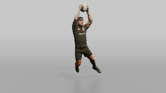 Maori Jumper Catching a Lineout Ball at the Apex - 3D character model, view 1