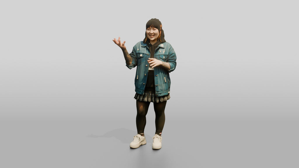 Asian Woman Laughing with Tattoo Sleeve