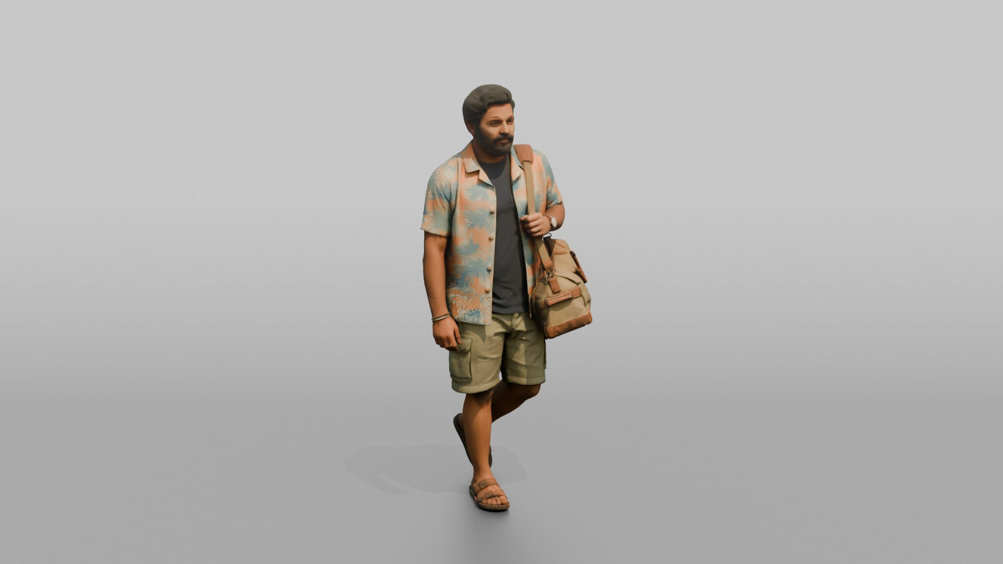 Vacationer Wearing Bright Casual Shirt