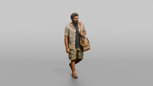 Vacationer Wearing Bright Casual Shirt - 3D character model, view 1
