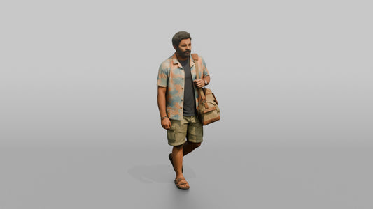 Vacationer Wearing Bright Casual Shirt - 3D character model, view 1