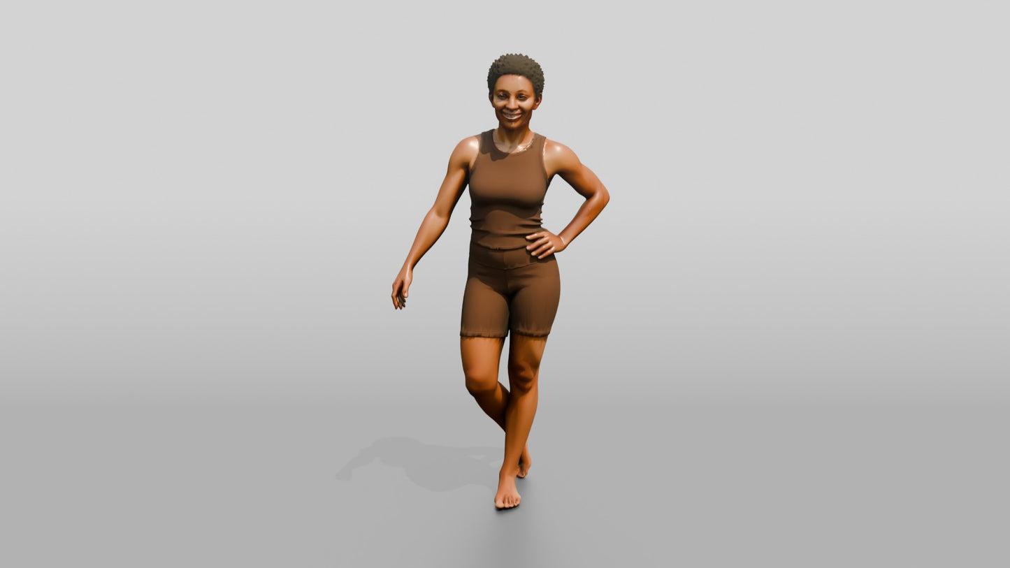 Black Woman in Brown Activewear with Hand on Hip
