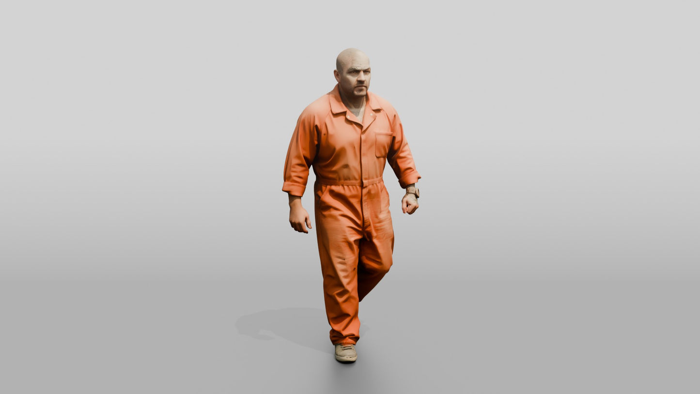 Latino Male Prisoner in an Orange Jumpsuit