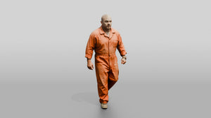 Latino Male Prisoner in an Orange Jumpsuit - 3D character model, view 1