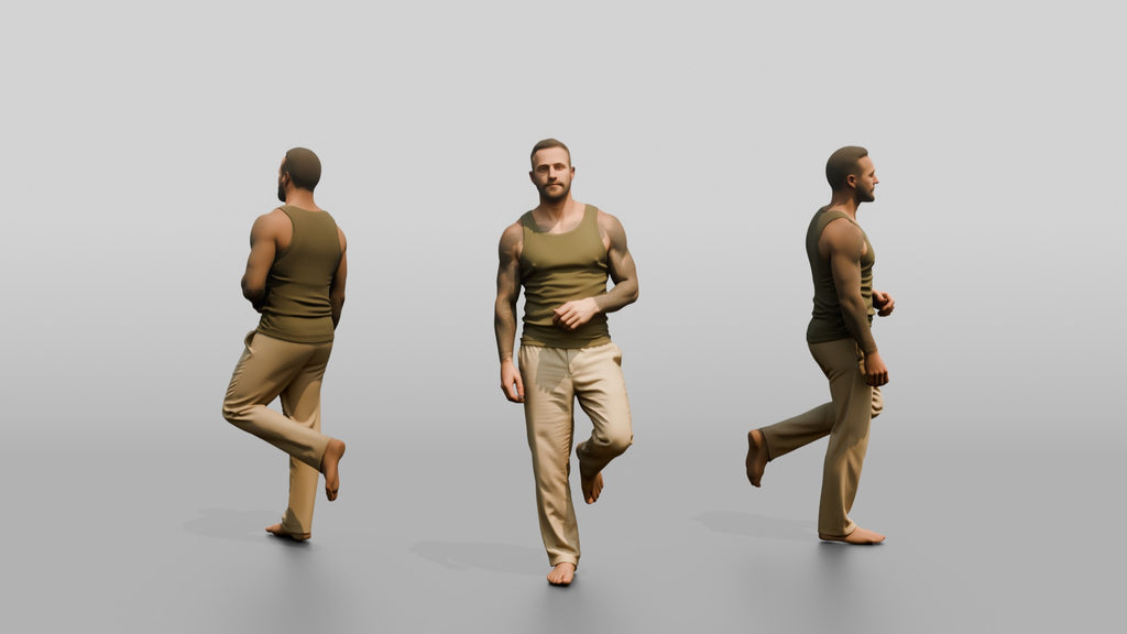 Tattooed Man Standing Casually
