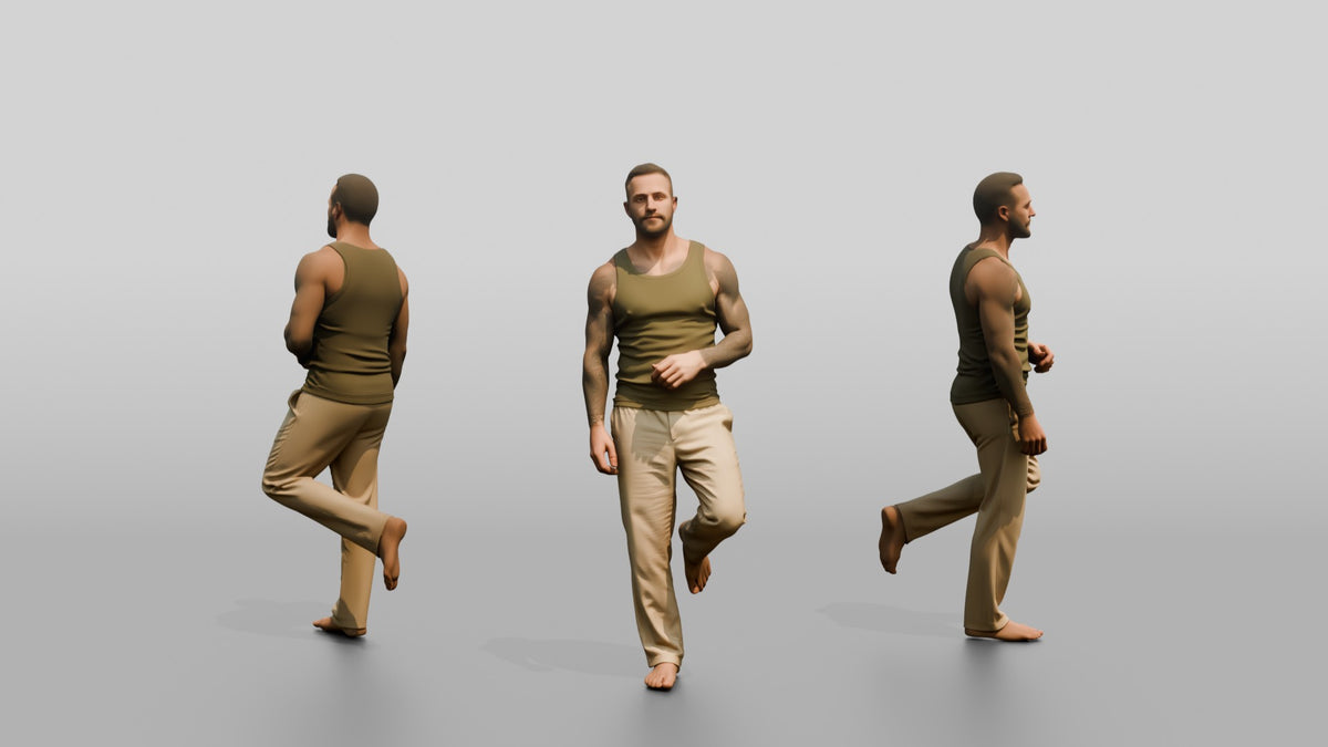 Tattooed Man Standing Casually - 3D character model
