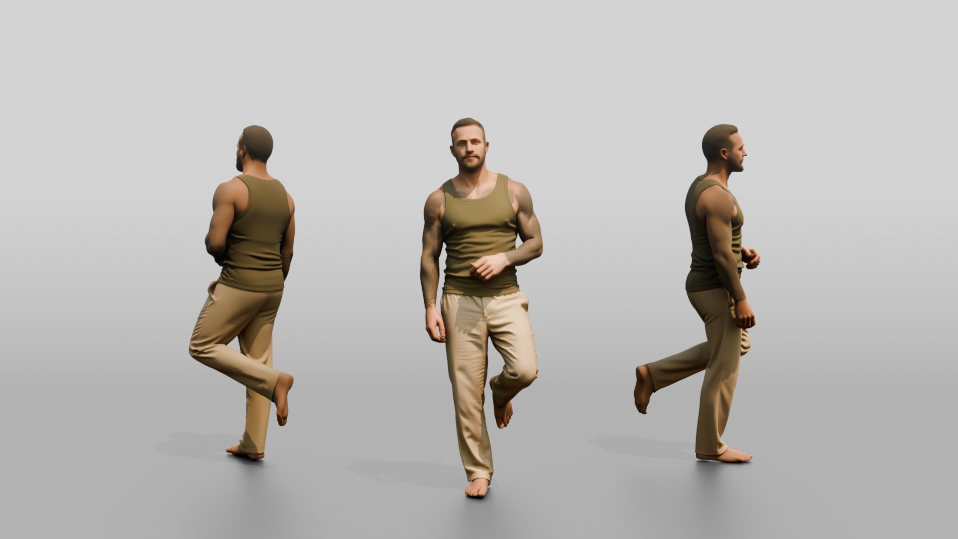 Tattooed Man Standing Casually