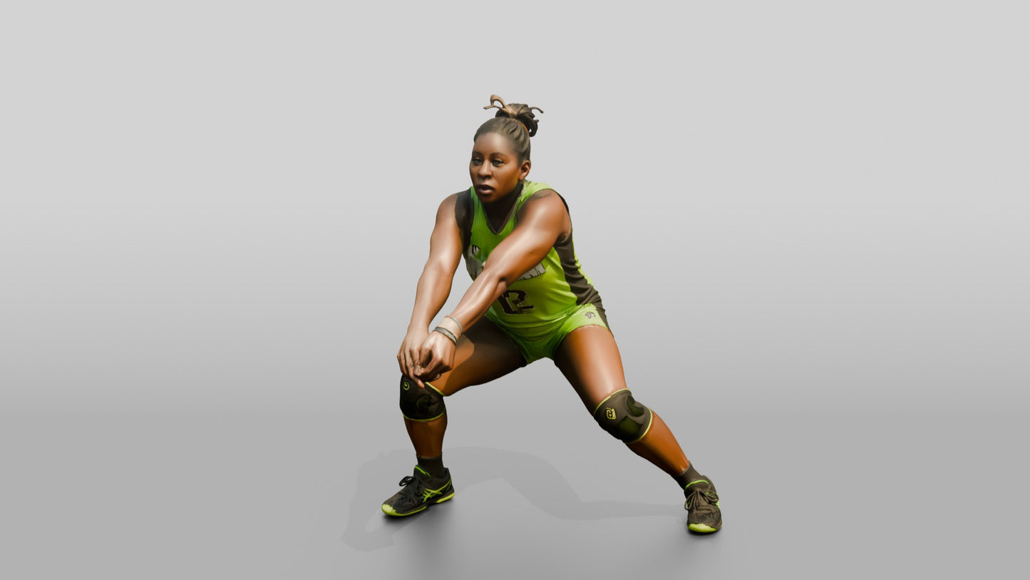 Black Female Volleyball Player in Neon Green Uniform