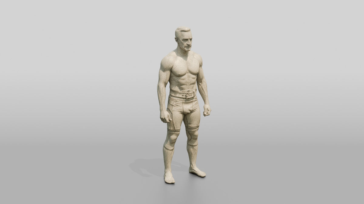 Distinguished Man in Fitness Pose - wireframe topology preview