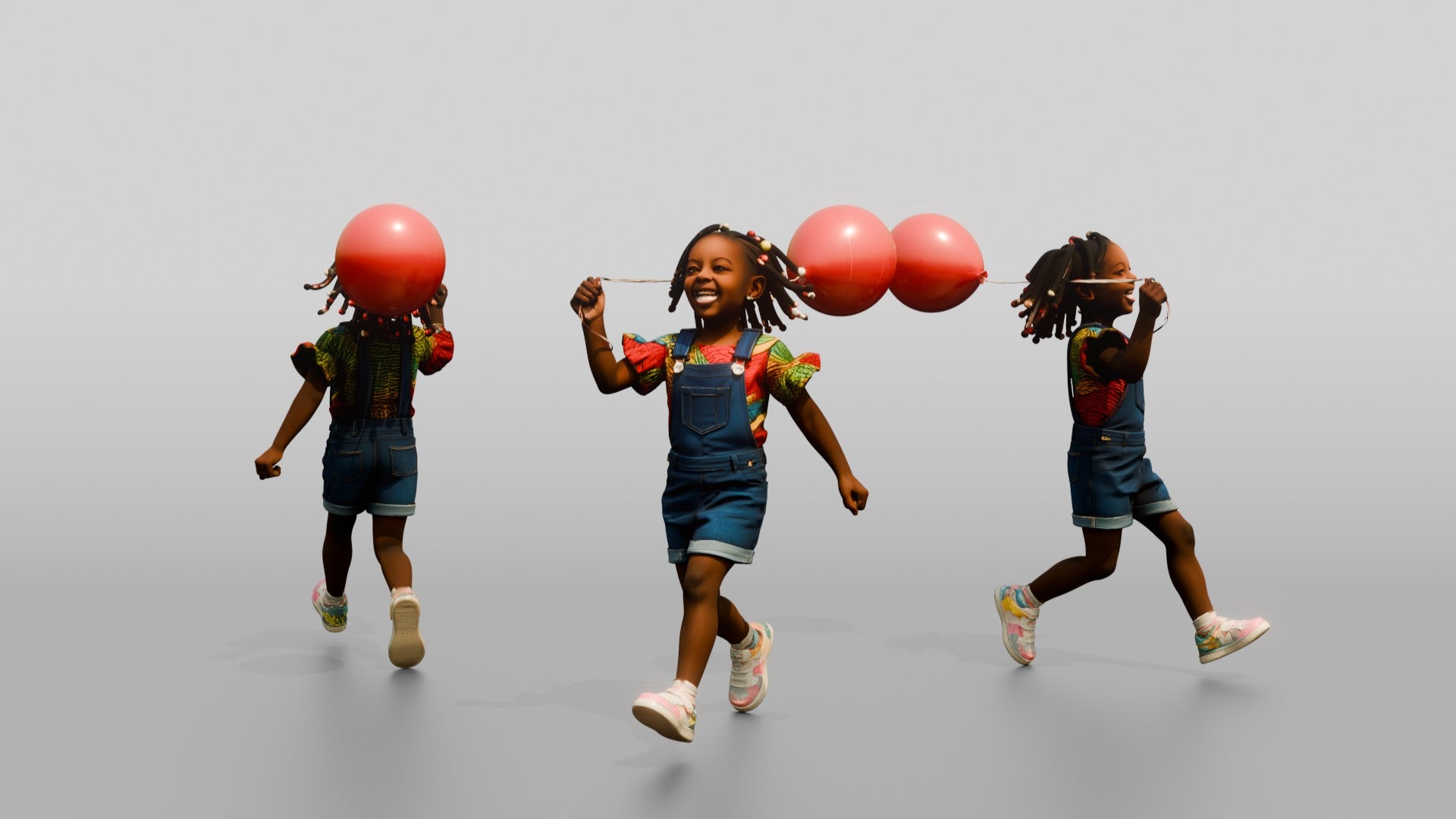 African Girl Running with a Red Balloon