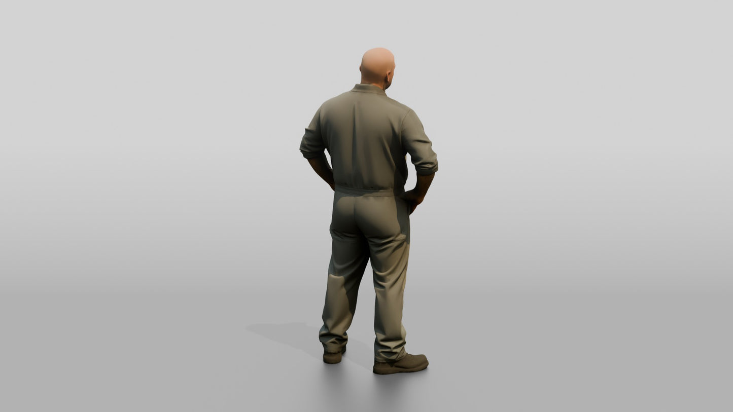 Heavy-set White Male Prisoner Resting His Hands on His Hips
