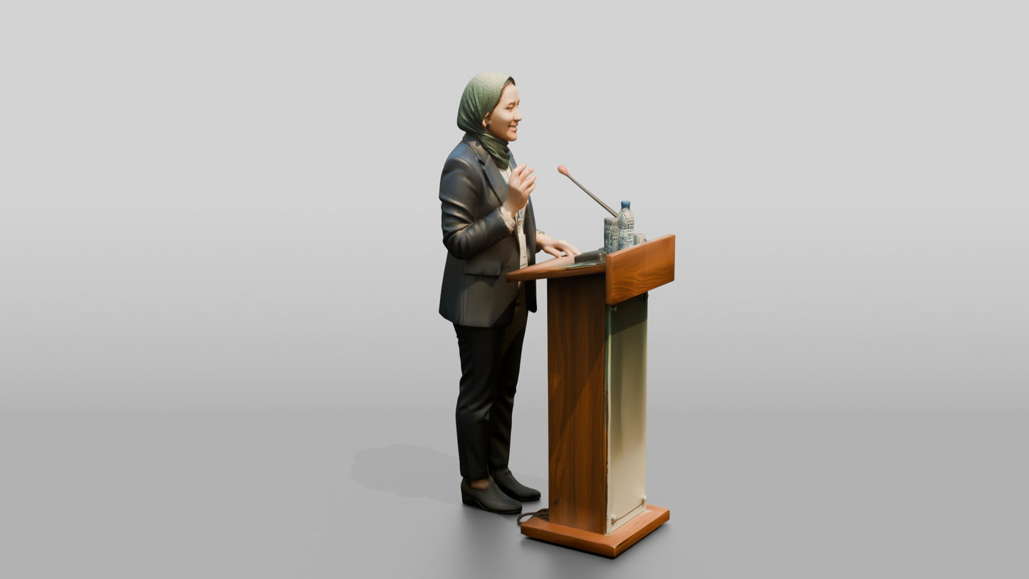 Woman Presenting at a Podium