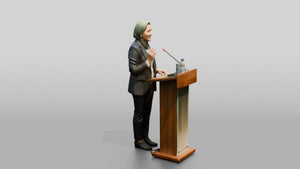 Woman Presenting at a Podium - 3D character model, view 1