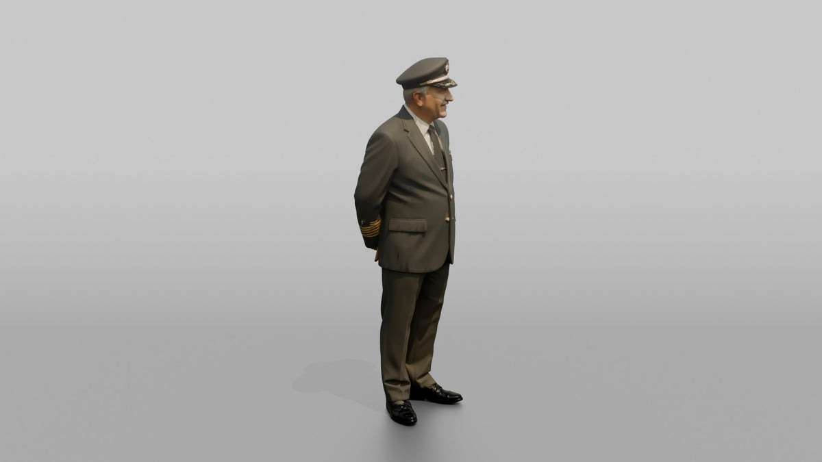 Caucasian Co-Pilot Carrying a Flight Bag - 3D character model, view 2