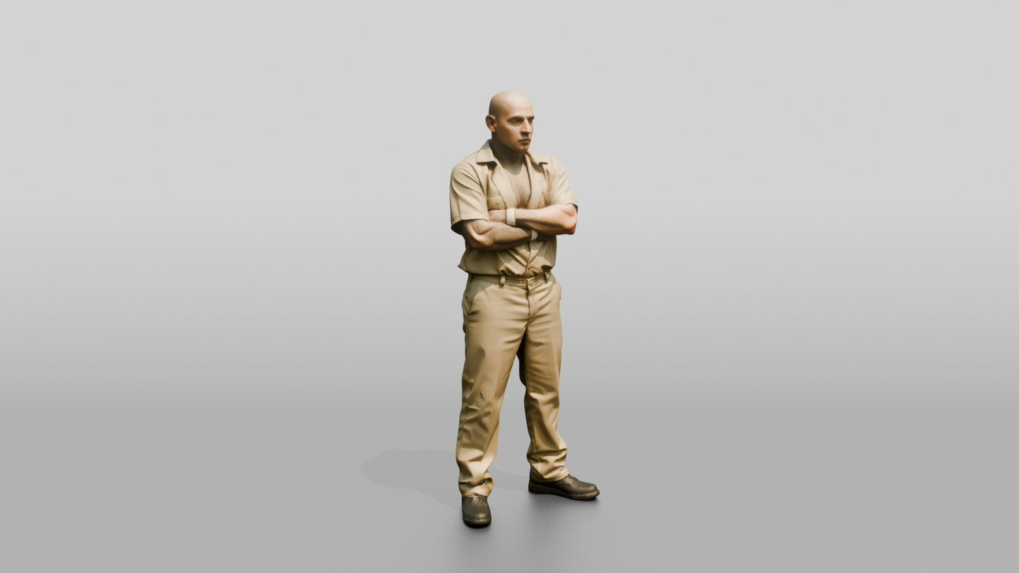Latino Male Prisoner in a Khaki Uniform