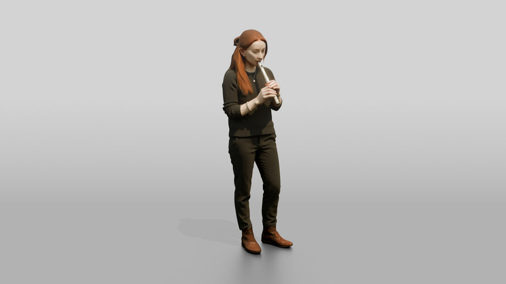 Tin Whistle Player with Silver Whistle