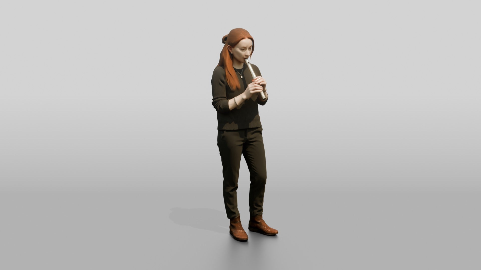 Tin Whistle Player with Silver Whistle