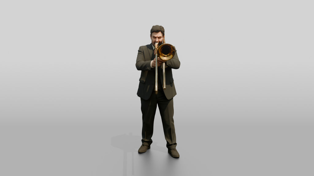 Trombone Player Extending Slide