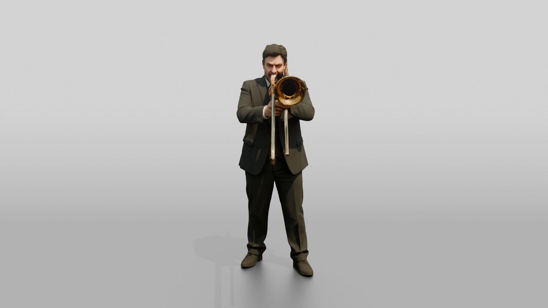 Trombone Player Extending Slide