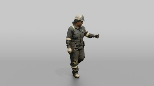 Chief Mate Checking Cargo Lashings on Deck - 3D character model, view 1